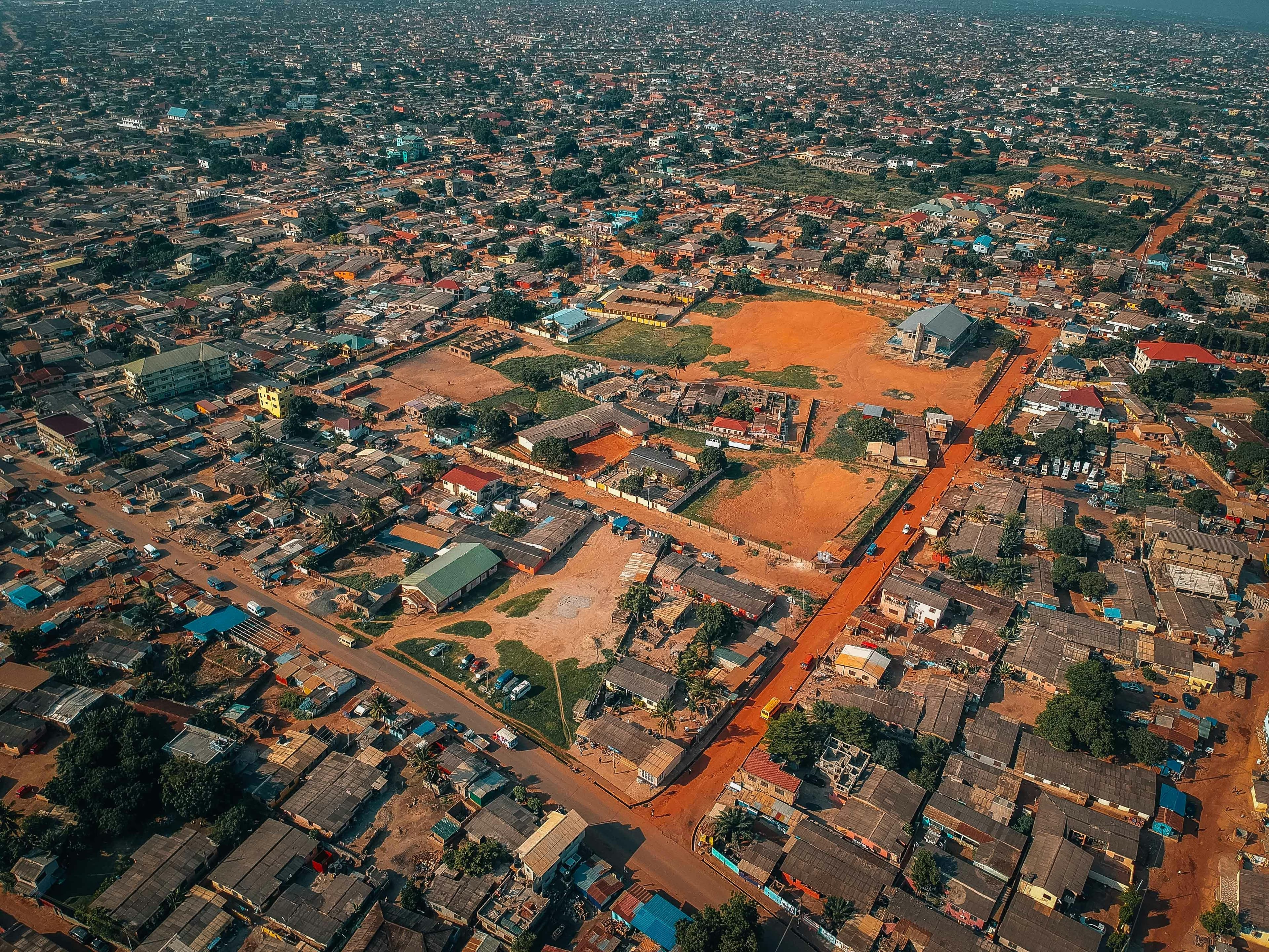 Aerial view of Ghanaian city